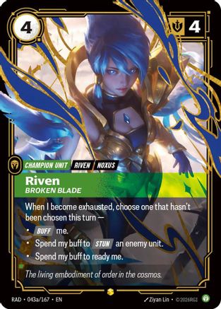 Riven, Broken Blade (Alternate Art) (043a/167) - Radiance Foil (Riftbound TCG)