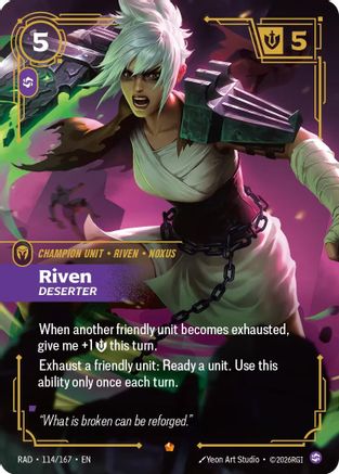 Riven, Deserter (114/167) - Radiance Foil (Riftbound TCG)