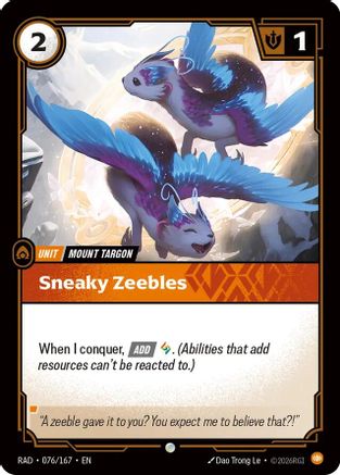 Sneaky Zeebles (076/167) - Radiance Foil (Riftbound TCG)
