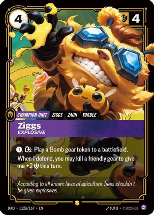 Ziggs, Explosive (Alternate Art) (112a/167) - Radiance Foil (Riftbound TCG)