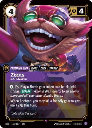 Ziggs, Explosive (112/167) - Radiance Foil (Riftbound TCG)