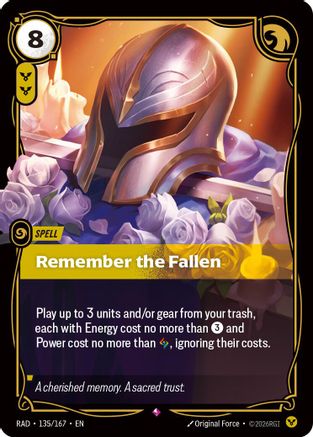 Remember the Fallen (135/167) - Radiance Foil (Riftbound TCG)