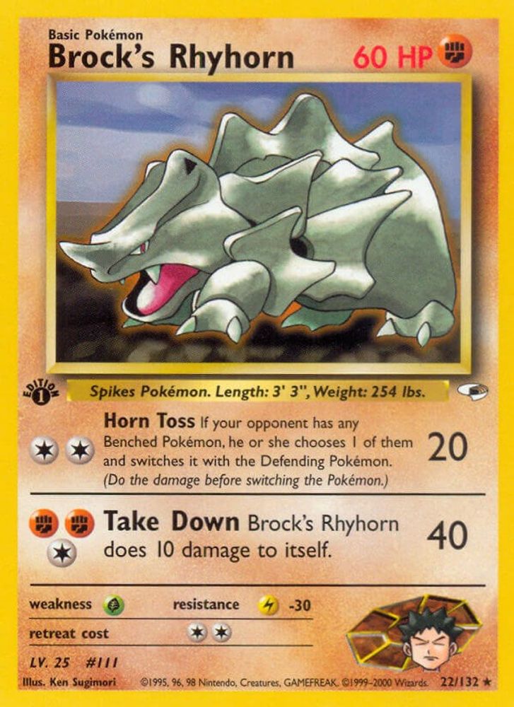 Brock's Rhyhorn (22/132) [Gym Heroes 1st Edition]