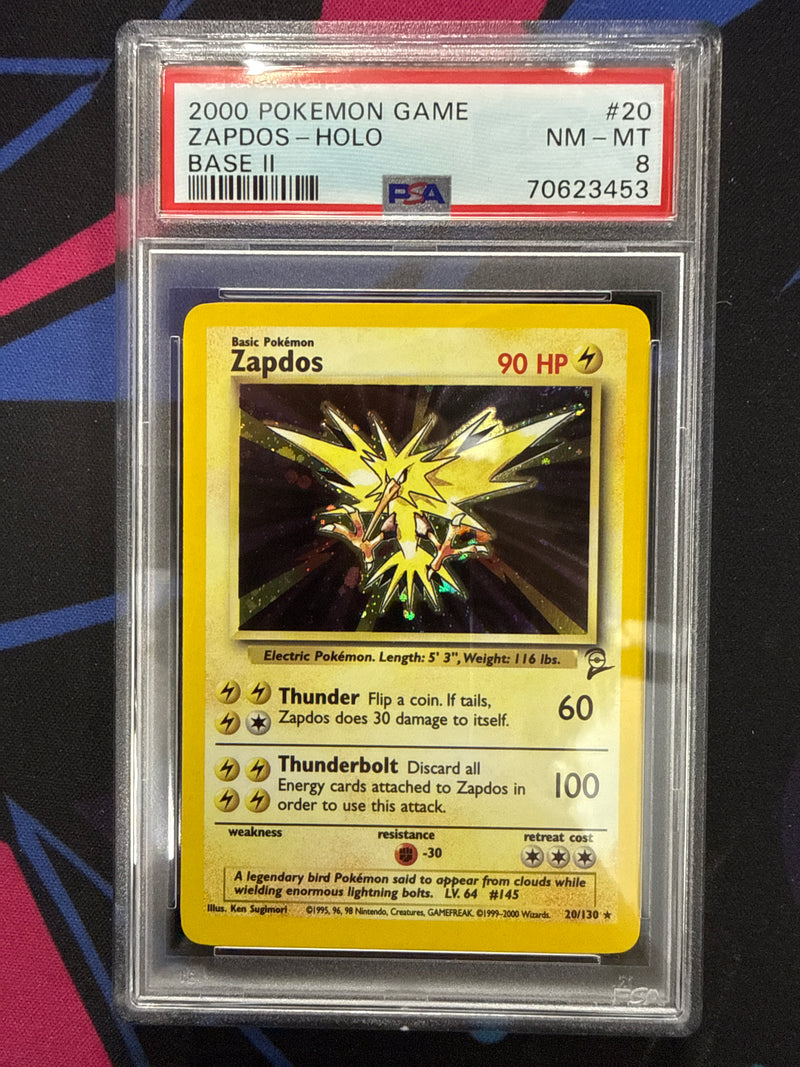Zapdos (20/130) Holo [Base Set 2] Graded PSA 8