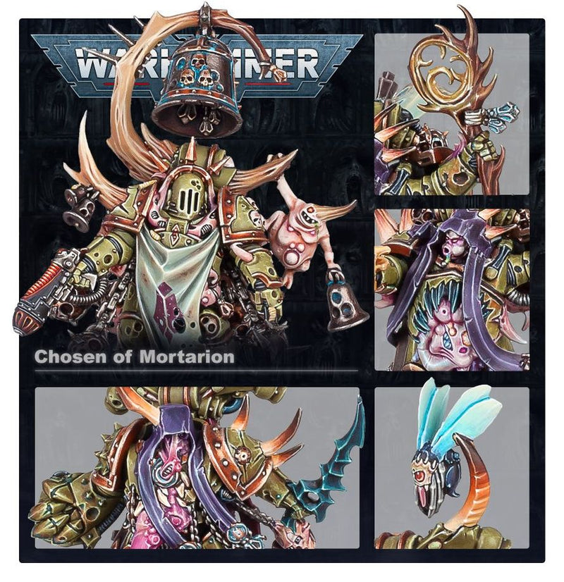 Malignant Plaguecaster, Noxious Blightbringer, and Plague Marine Champion - Death Guard: Warhammer 40,000