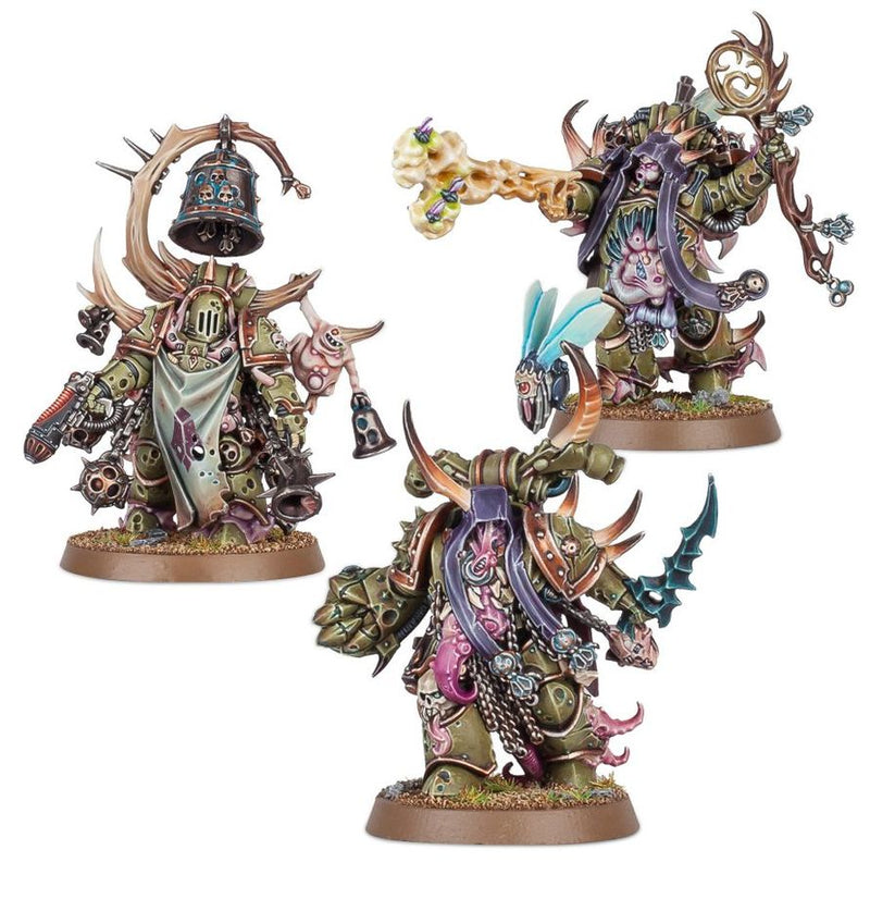 Malignant Plaguecaster, Noxious Blightbringer, and Plague Marine Champion - Death Guard: Warhammer 40,000