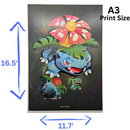 Bulbasaur, Ivysaur & Venusaur Family Pokemon Poster Print