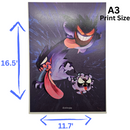 Gastly, Haunter & Gengar Family Pokemon Poster Print