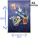 Magikarp & Gyarados Family Pokemon Poster Print