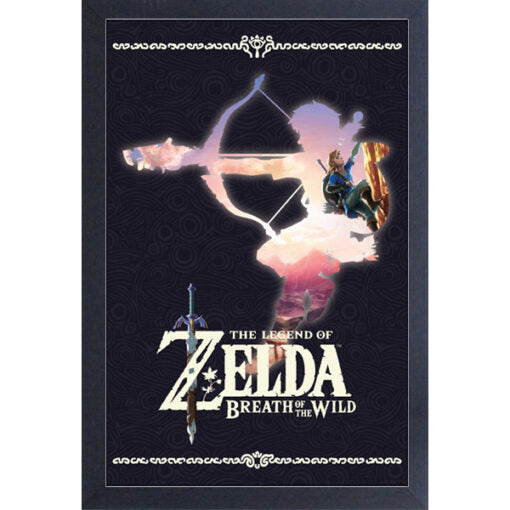 Legend Of Zelda Link Silhouette Framed Wall Art - Brushed Finish 18'