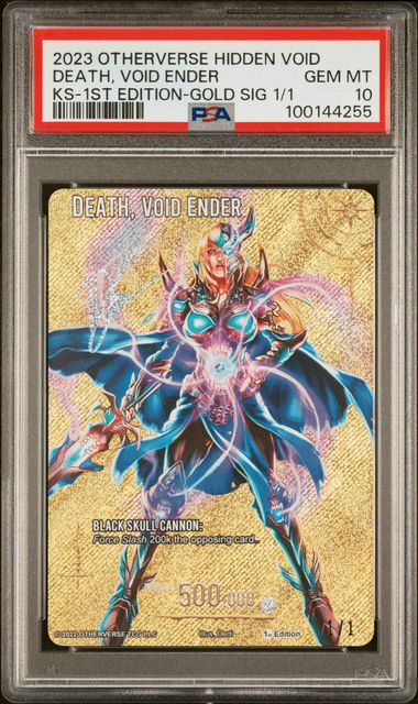 GRADED [PSA 10] 2023 OTHERVERSE HIDDEN VOID KICKSTARTER DEATH, VOID ENDER KS-1ST EDITION-GOLD SIG 1/1