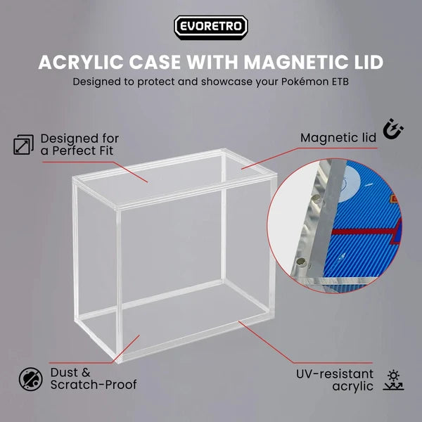 EVORETRO Acrylic Case for Pokemon ETB with Magnetic Lid