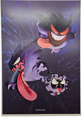 Gastly, Haunter & Gengar Family Pokemon Poster Print