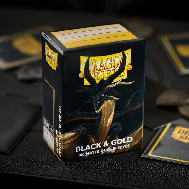 Dragon Shield: Standard 100ct Sleeves - Black & Gold (Dual Matte)