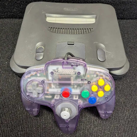 Nintendo 64 Console - Transparent/Purple Controller - Tested and Ready to Play