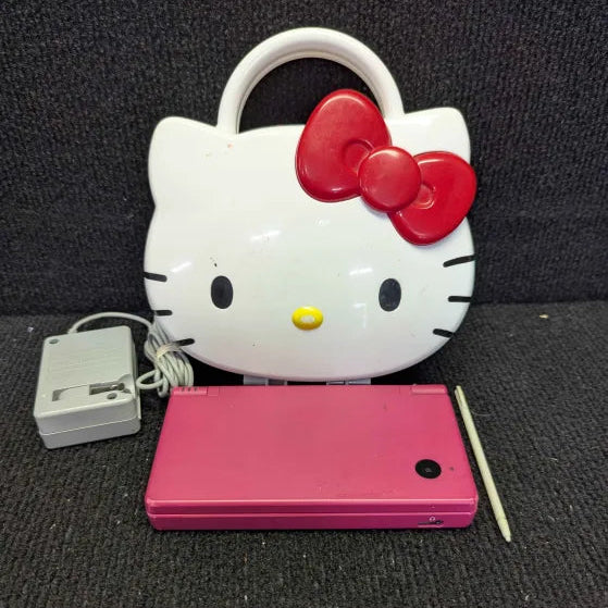 Nintendo DS Console - Pink - Hello Kitty Carry Carry Case - Tested Ready to Play