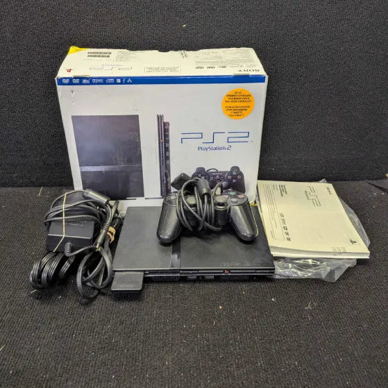 PlayStation 2 Slim Black Console Bundle - COMPLETE IN BOX