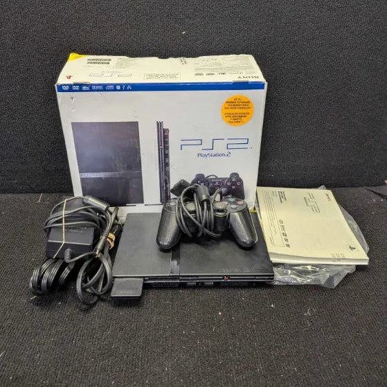 PlayStation 2 Slim Black Console Bundle - COMPLETE IN BOX