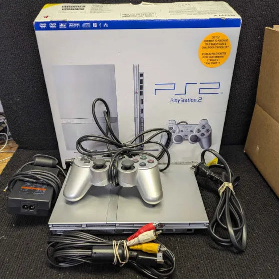 Playstation 2 slim (silver) - Tested & Ready to play - IN BOX
