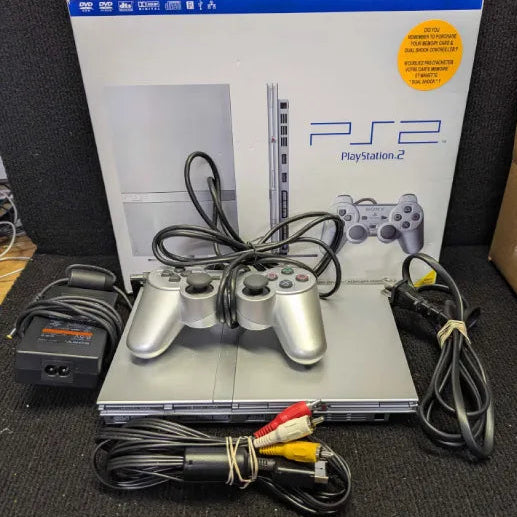 Playstation 2 slim (silver) - Tested & Ready to play - IN BOX