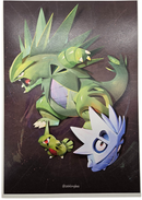 Larvitar, Pupitar & Tyranitar Family Pokemon Poster Print