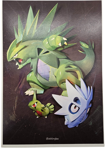 Larvitar, Pupitar & Tyranitar Family Pokemon Poster Print
