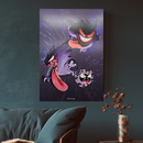 Gastly, Haunter & Gengar Family Pokemon Poster Print