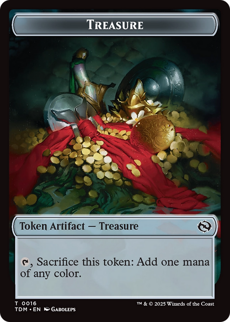 Dragon (0014) // Treasure Double-Sided Token [Tarkir: Dragonstorm Commander Tokens]
