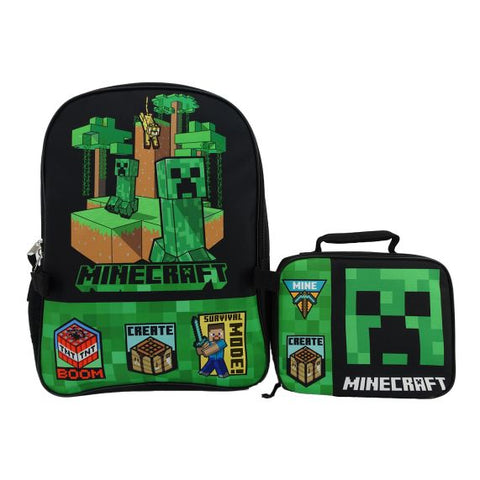Minecraft School Backpack Set for Kids with Lunch Bag -16"
