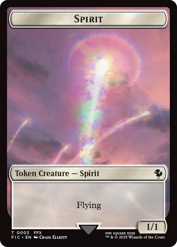 Spirit // Squid Double-Sided Token (Surge Foil) [FINAL FANTASY Commander Tokens]