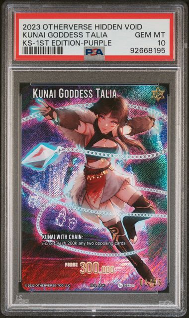 GRADED [PSA 10] 2023 OTHERVERSE HIDDEN VOID KICKSTARTER KUNAI GODDESS TALIA KS-1ST EDITION-PURPLE