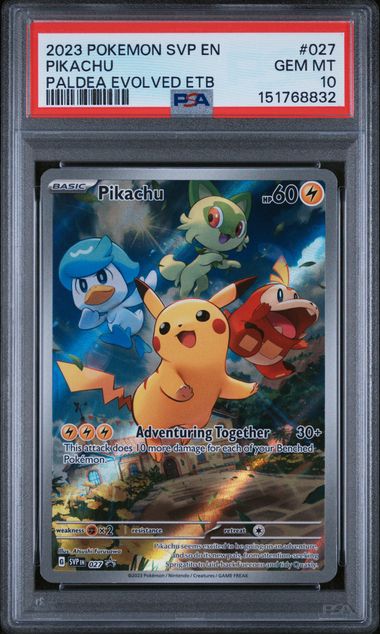 Graded [PSA 10] 2023 POKEMON SVP EN-SV BLACK STAR PROMO #027 PIKACHU PALDEA EVOLVED ETB