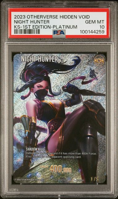 GRADED [PSA 10] 2023 OTHERVERSE HIDDEN VOID KICKSTARTER NIGHT HUNTER KS-1ST EDITION-PLATINUM