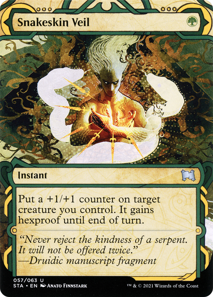 Snakeskin Veil (STA-057) - Strixhaven Mystical Archive: (Showcase) (Borderless) Etched Foil