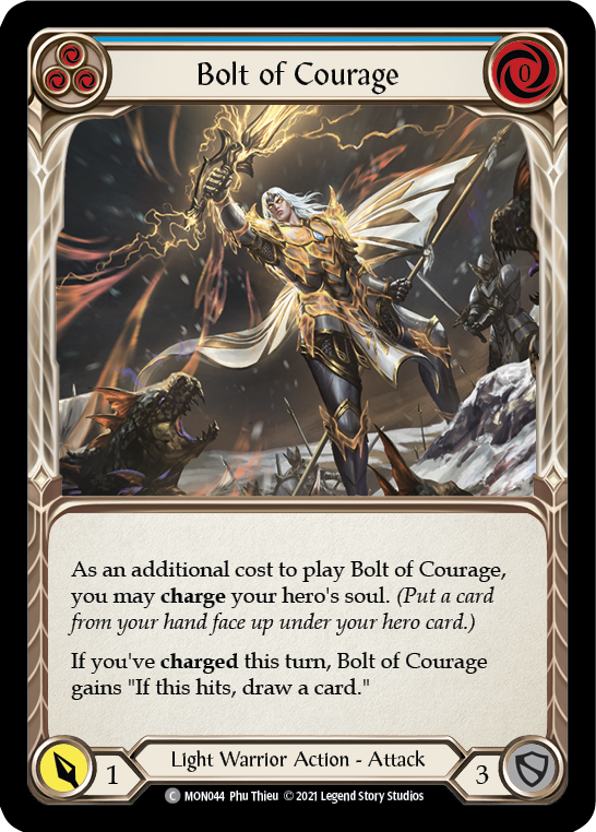 Bolt of Courage (Blue) [MON044-RF] (Monarch)  1st Edition Rainbow Foil