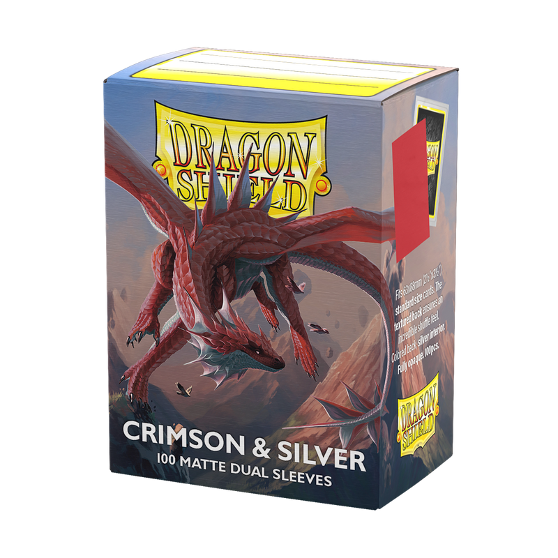 Dragon Shield: Standard 100ct Sleeves - Crimson & Silver (Dual Matte)