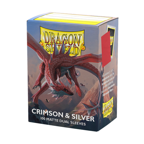 Dragon Shield: Standard 100ct Sleeves - Crimson & Silver (Dual Matte)