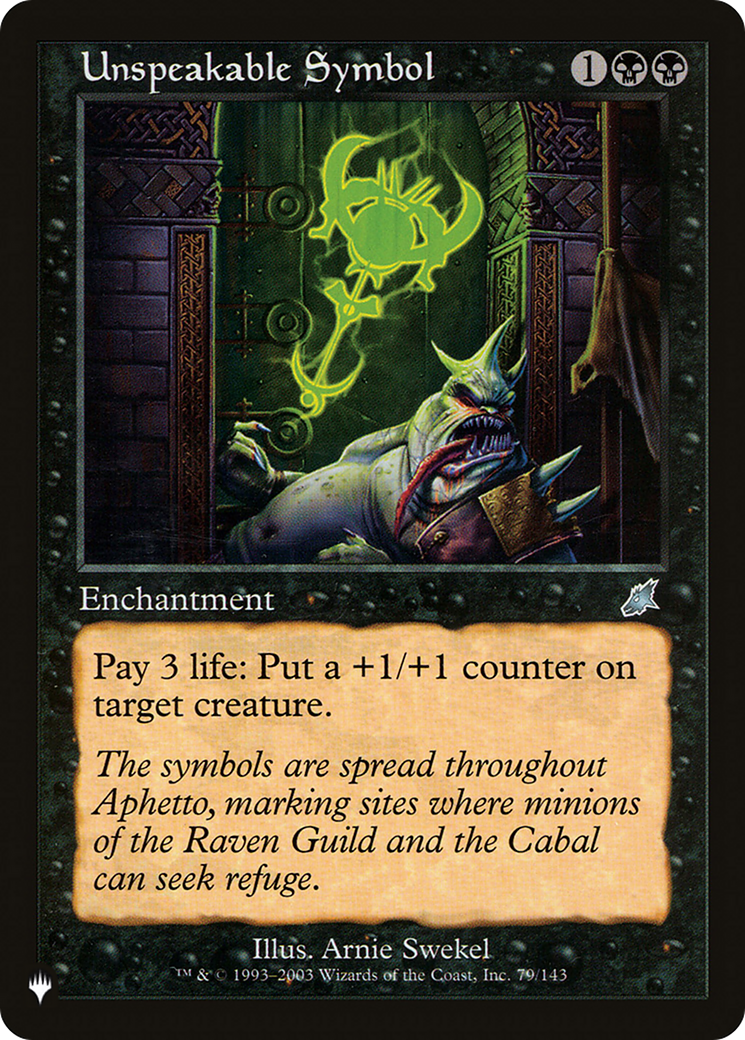 Unspeakable Symbol [The List Reprints]