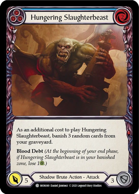 Hungering Slaughterbeast (Blue) [MON149-RF] (Monarch)  1st Edition Rainbow Foil