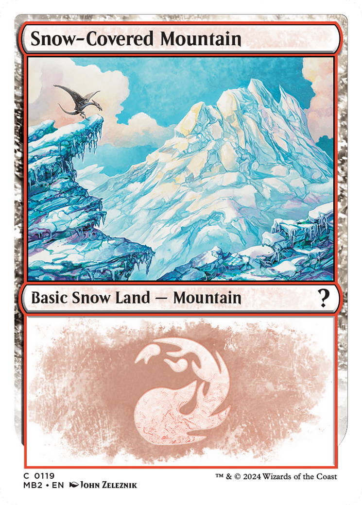 Snow-Covered Mountain (White Border) [Mystery Booster 2]