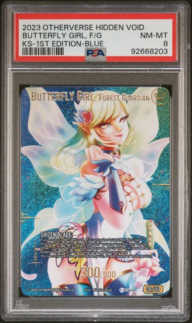 GRADED [PSA 8] 2023 OTHERVERSE HIDDEN VOID KICKSTARTER BUTTERFLY GIRL, F/G KS-1ST EDITION-BLUE