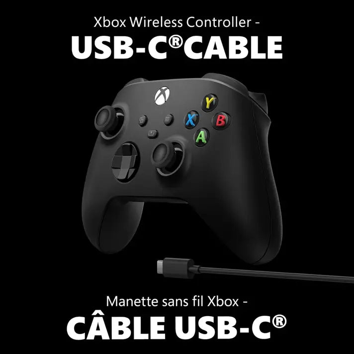 XBOX Wireless Controller for XBOX Series X|S / XBOX One - Carbon Black with 9 ft USB-C Cable for PC