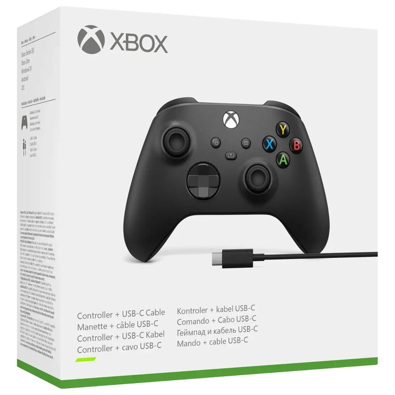 XBOX Wireless Controller for XBOX Series X|S / XBOX One - Carbon Black with 9 ft USB-C Cable for PC