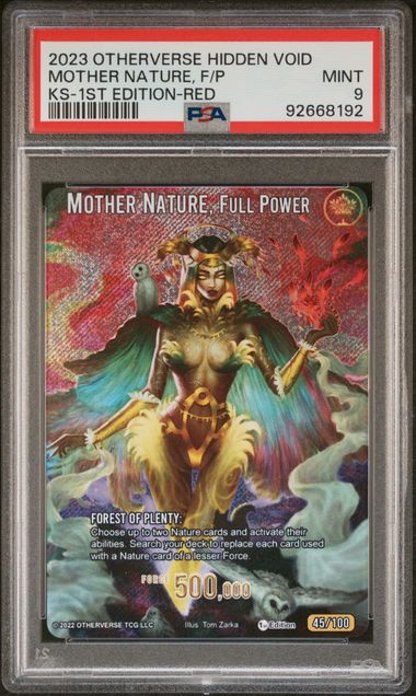 GRADED [PSA 9] 2023 OTHERVERSE HIDDEN VOID KICKSTARTER MOTHER NATURE, F/P KS-1ST EDITION-RED