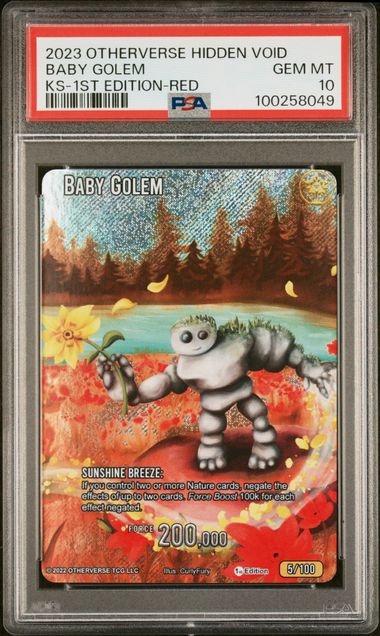 GRADED [PSA 10] 2023 OTHERVERSE HIDDEN VOID KICKSTARTER BABY GOLEM KS-1ST EDITION-RED