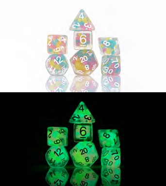 SD GLOW-IN-THE-DARK LUCKY CHARM GLOWWORM 7-DIE SET - Sirius Dice