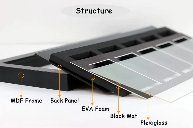 Wooden Display Frame with 5 Slots - magnetic holder