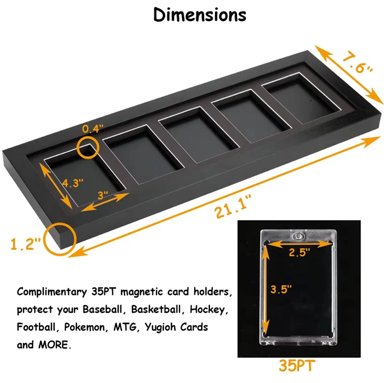Wooden Display Frame with 5 Slots - magnetic holder