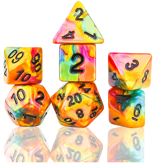 SD CELESTIAL RAINBOW GOLD DICE SET - Sirius Dice
