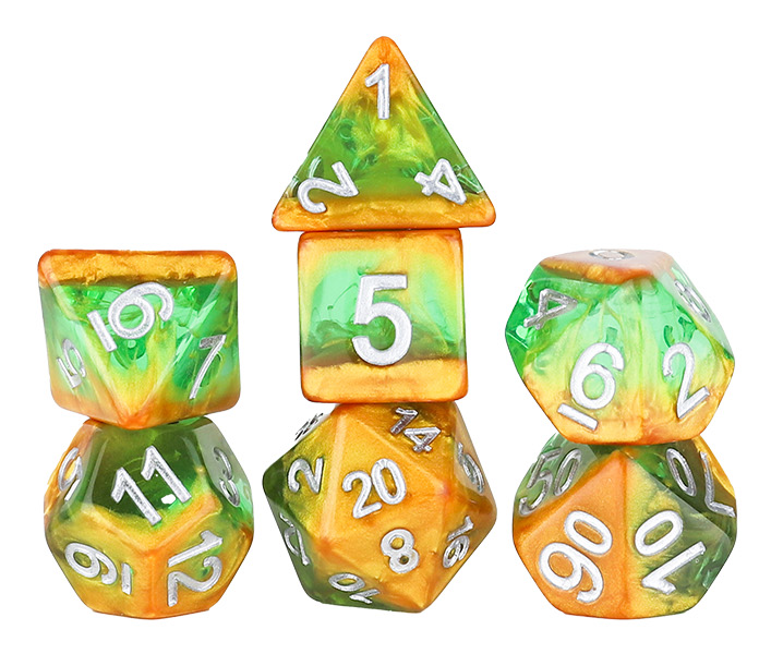 DIAGONAL SLICK RAINFOREST 7-DIE SET - Sirius Dice